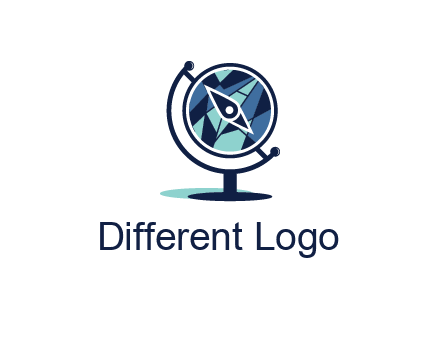 polygonal globe with compass arrow