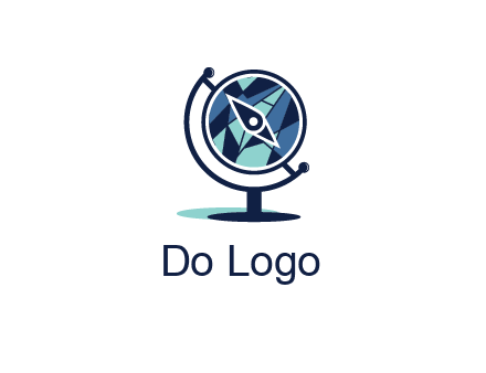polygonal globe with compass arrow