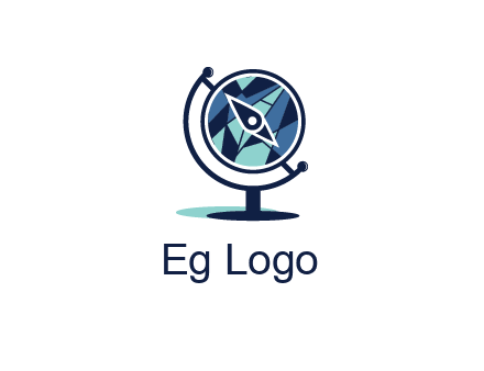 polygonal globe with compass arrow
