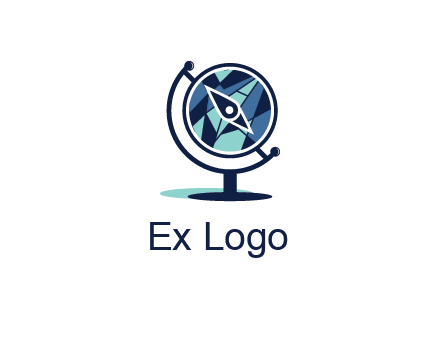 polygonal globe with compass arrow
