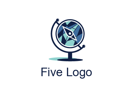 polygonal globe with compass arrow
