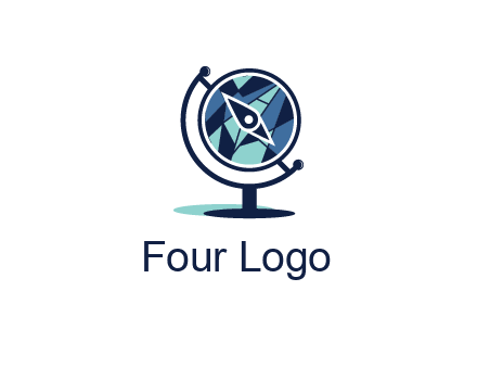 polygonal globe with compass arrow