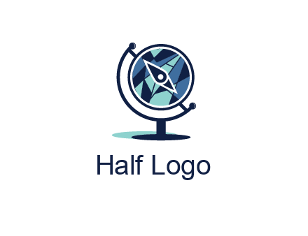 polygonal globe with compass arrow