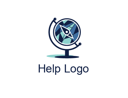 polygonal globe with compass arrow