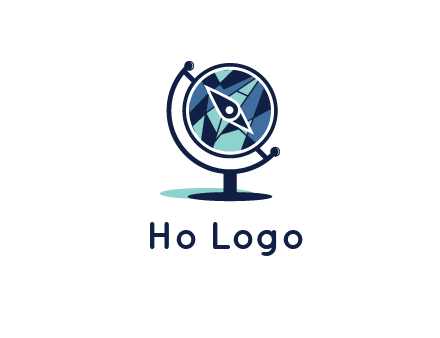 polygonal globe with compass arrow