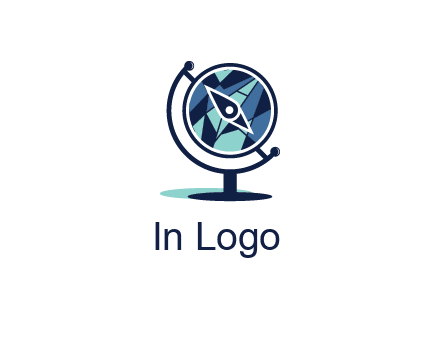 polygonal globe with compass arrow