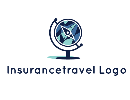 polygonal globe with compass arrow