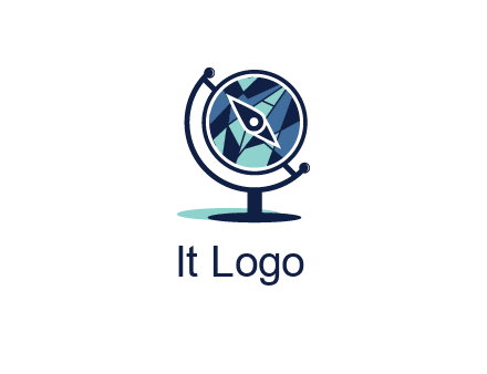 polygonal globe with compass arrow