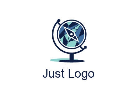 polygonal globe with compass arrow