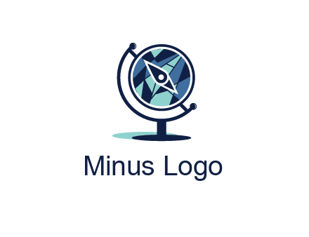 polygonal globe with compass arrow