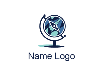 polygonal globe with compass arrow