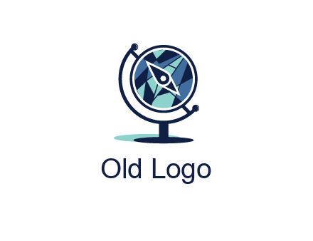 polygonal globe with compass arrow