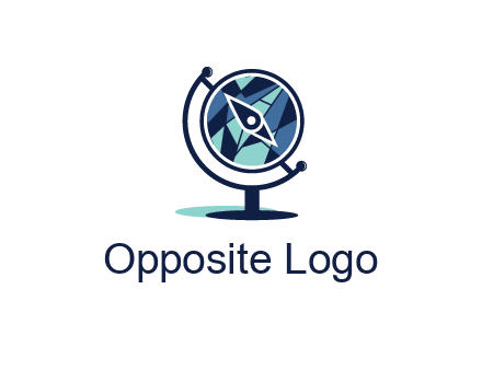 polygonal globe with compass arrow