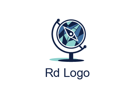 polygonal globe with compass arrow