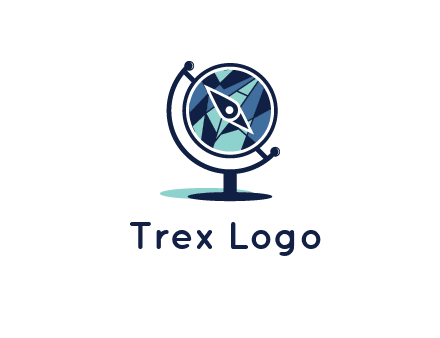 polygonal globe with compass arrow