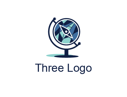polygonal globe with compass arrow