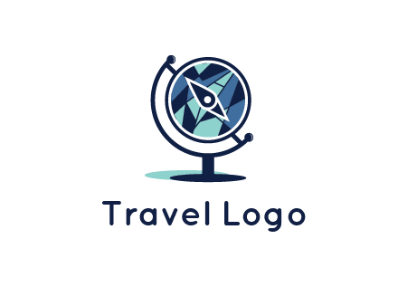 polygonal globe with compass arrow