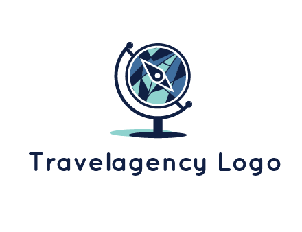 polygonal globe with compass arrow