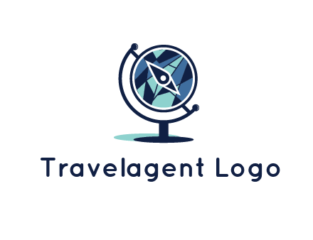 polygonal globe with compass arrow