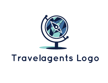 polygonal globe with compass arrow