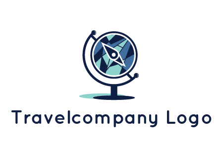 polygonal globe with compass arrow