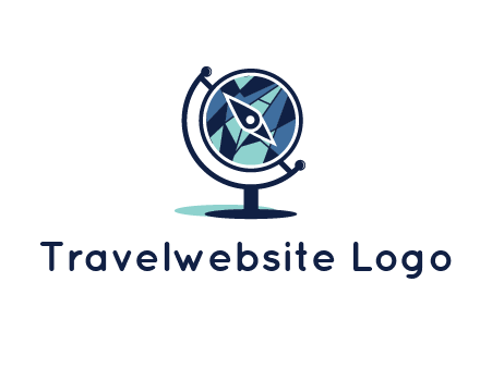 polygonal globe with compass arrow