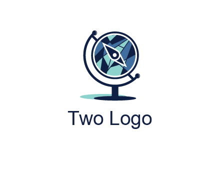 polygonal globe with compass arrow