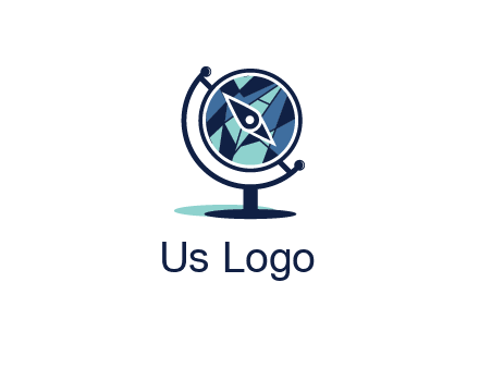polygonal globe with compass arrow