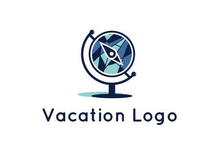polygonal globe with compass arrow
