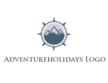 mountains in compass frame