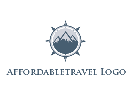 mountains in compass frame
