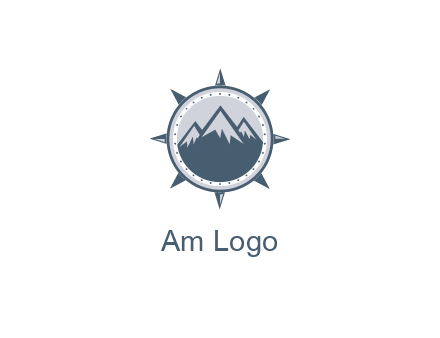 mountains in compass frame