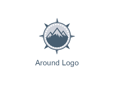 mountains in compass frame