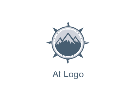 mountains in compass frame