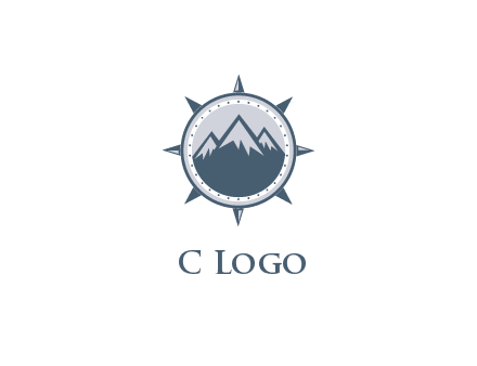 mountains in compass frame