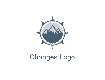 mountains in compass frame