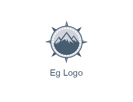 mountains in compass frame