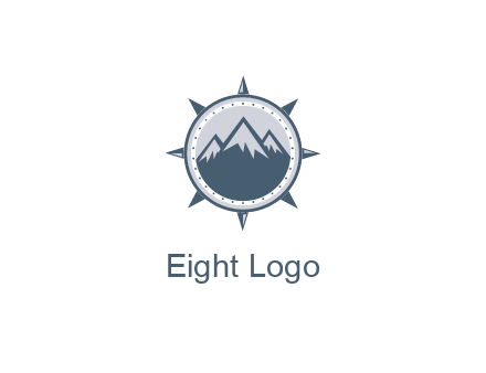 mountains in compass frame