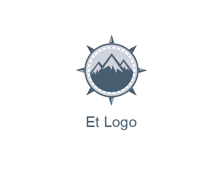 mountains in compass frame