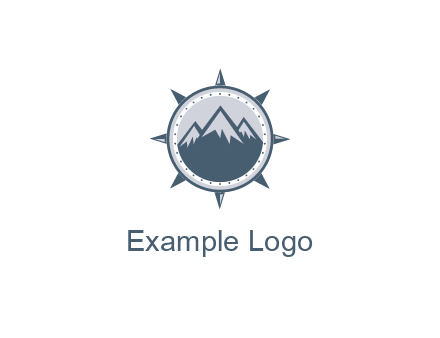mountains in compass frame