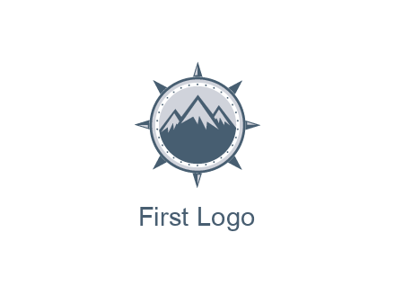 mountains in compass frame