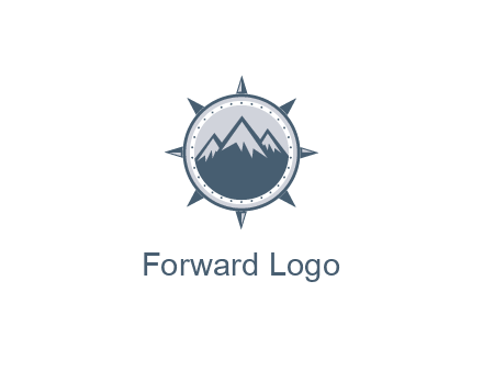 mountains in compass frame