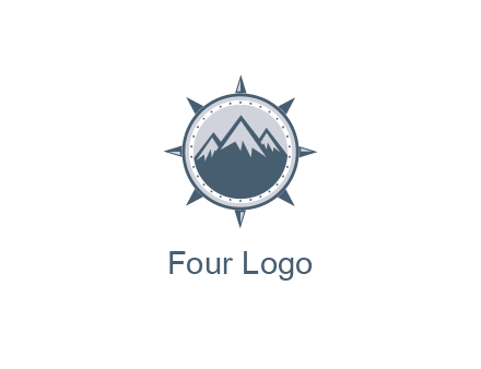 mountains in compass frame