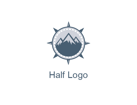 mountains in compass frame