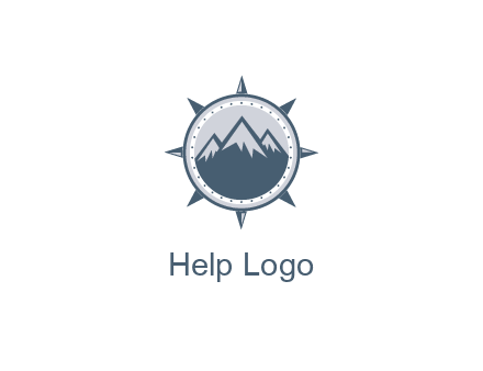 mountains in compass frame