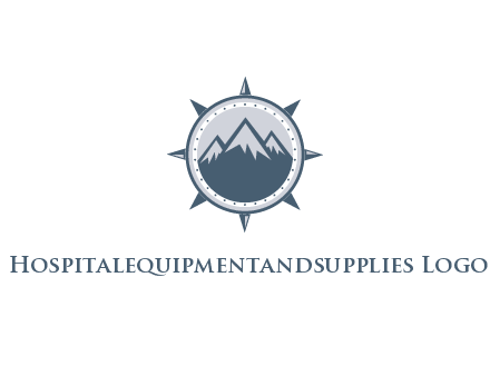 mountains in compass frame