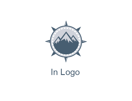 mountains in compass frame