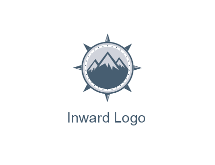 mountains in compass frame
