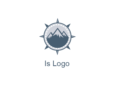 mountains in compass frame