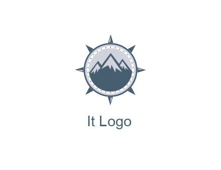 mountains in compass frame